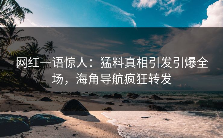 网红一语惊人：猛料真相引发引爆全场，海角导航疯狂转发