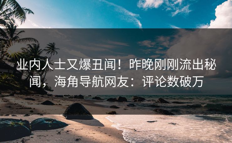 业内人士又爆丑闻！昨晚刚刚流出秘闻，海角导航网友：评论数破万