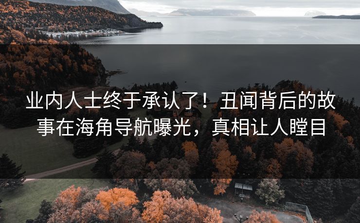 业内人士终于承认了！丑闻背后的故事在海角导航曝光，真相让人瞠目