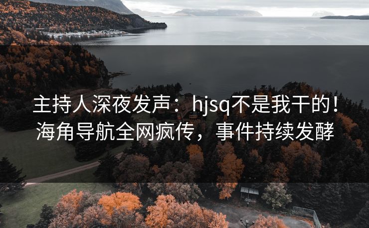 主持人深夜发声：hjsq不是我干的！海角导航全网疯传，事件持续发酵