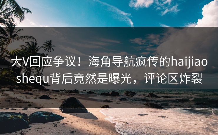 大V回应争议！海角导航疯传的haijiaoshequ背后竟然是曝光，评论区炸裂