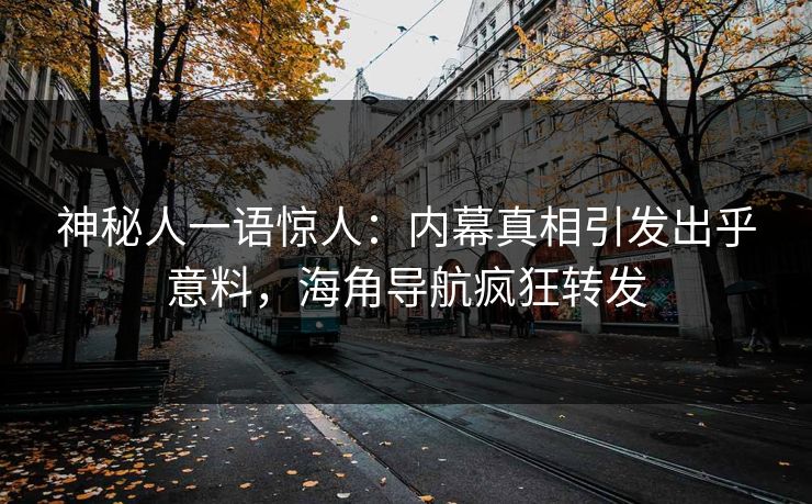 神秘人一语惊人：内幕真相引发出乎意料，海角导航疯狂转发
