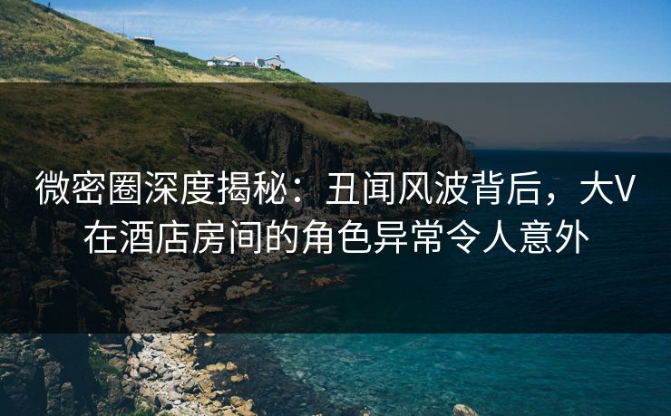微密圈深度揭秘：丑闻风波背后，大V在酒店房间的角色异常令人意外